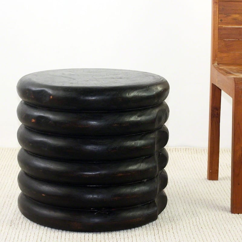 Haussmann Handmade Mango Stacked Rings Coffee Table 20 in D x 18 in H Mocha Oil