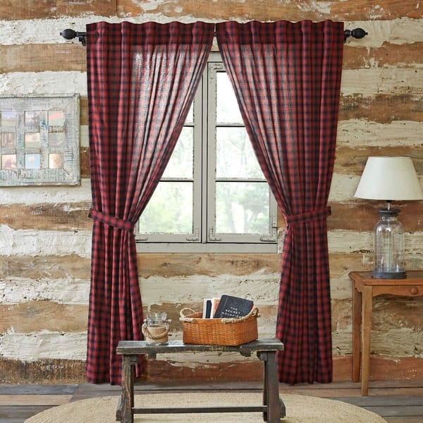 Shop Red Rustic Curtains Vhc Cumberland Panel Pair Rod Pocket