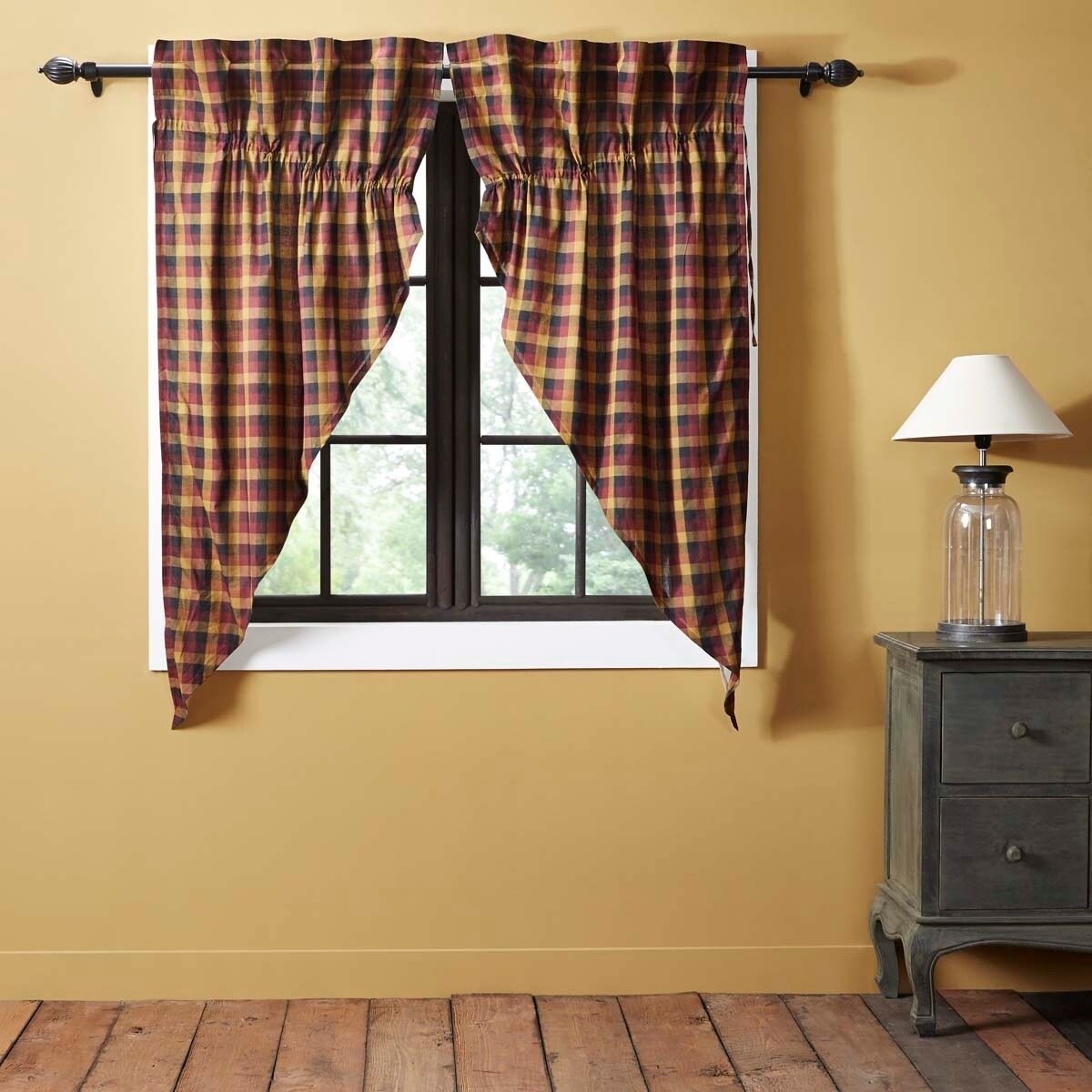 Shop Red Primitive Curtains Vhc Heritage Farms Prairie Panel Pair