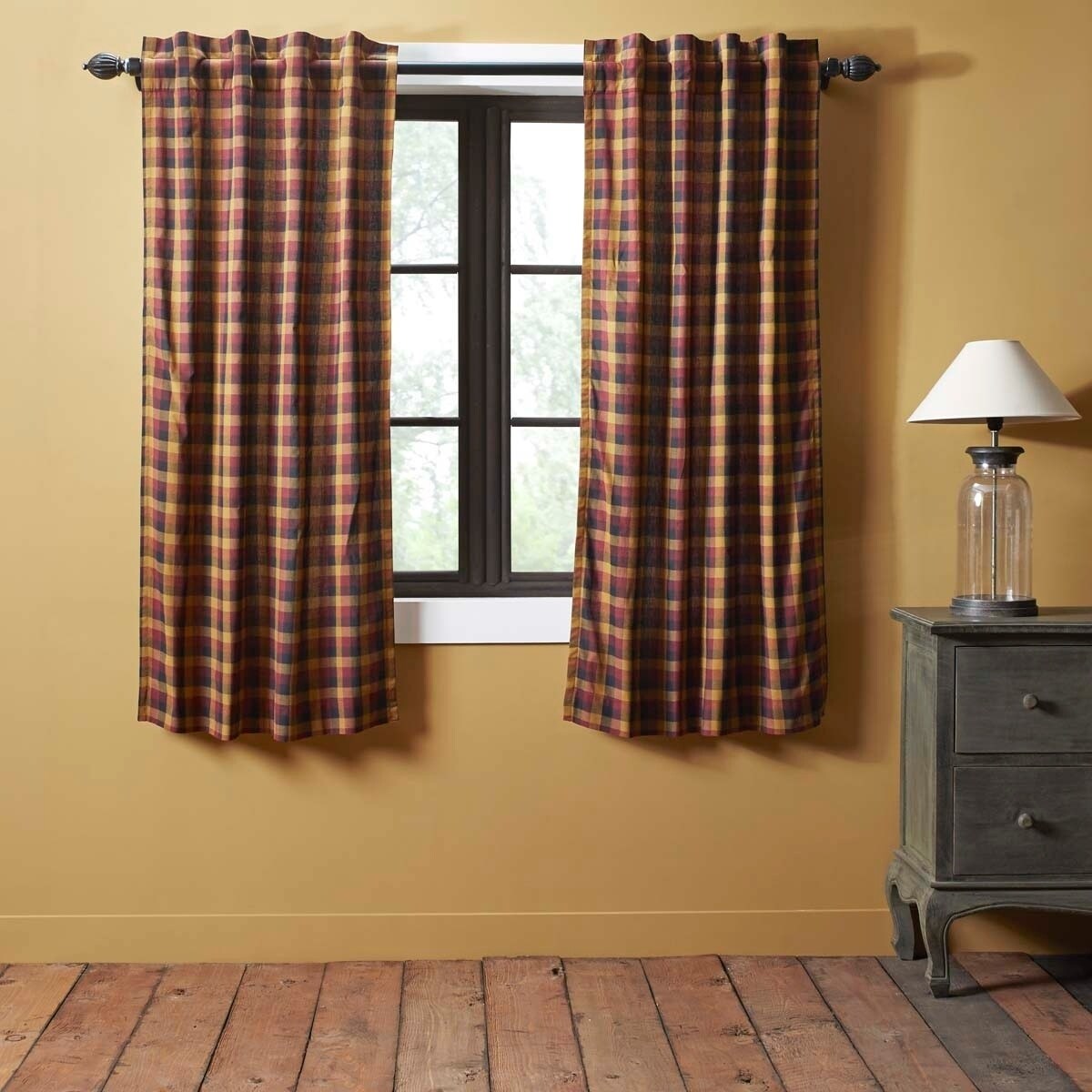 Shop Red Primitive Curtains Vhc Heritage Farms Panel Pair Rod
