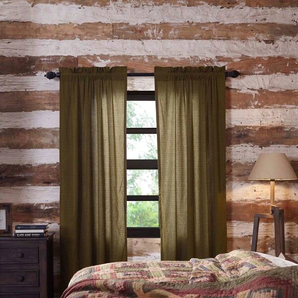 Shop Green Rustic Curtains Vhc Tea Cabin Green Plaid Panel Pair