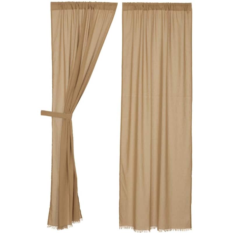 Tobacco Cloth Panel Fringed Set of 2 84x40