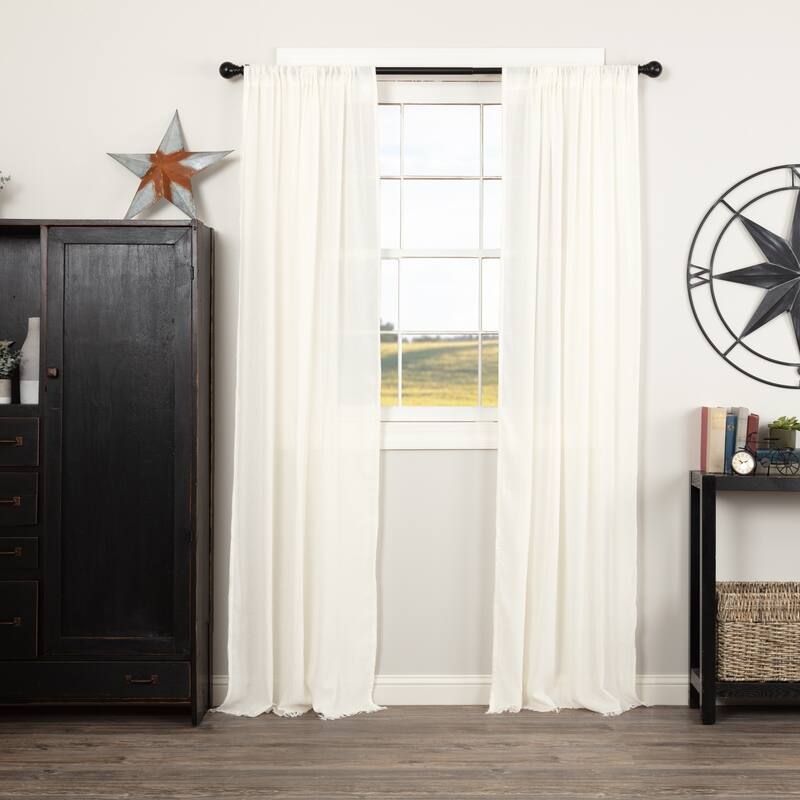 Tobacco Cloth Panel Fringed Set of 2 84x40