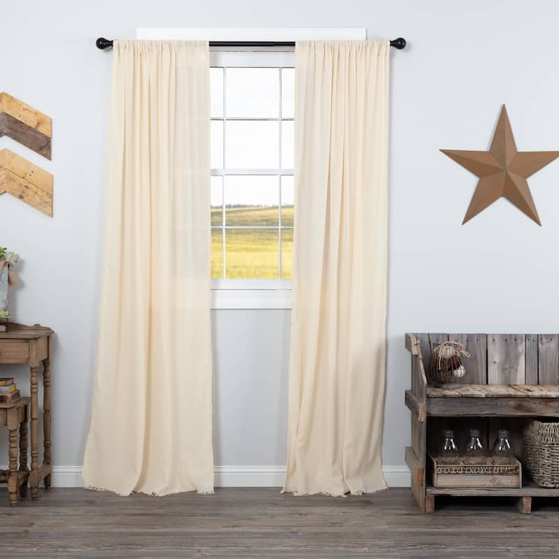 Tobacco Cloth Panel Fringed Set of 2 84x40 - Natural - 84x40