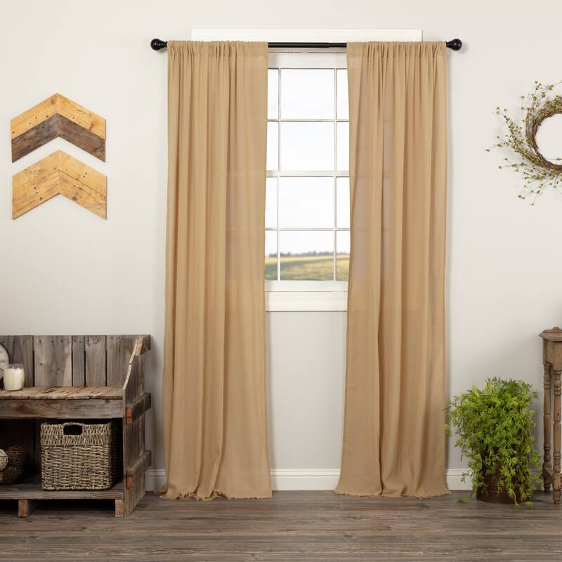 Tobacco Cloth Panel Fringed Set of 2 84x40