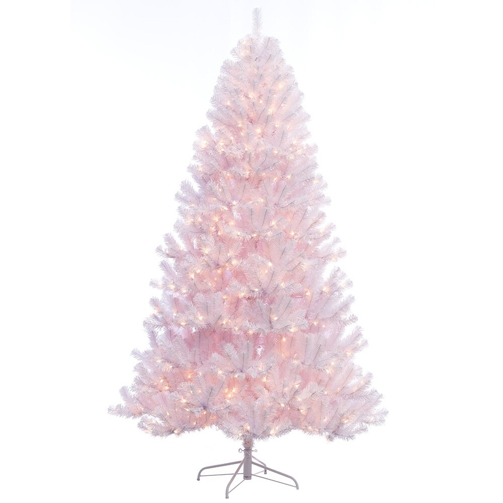 Shop Puleo International 7 5 Ft Pre Lit Northern Fir White Artificial Christmas Tree With 600 Ul Listed Clear Lights Overstock 17847062