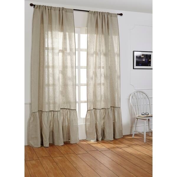 Camille Linen Ruffled Window Curtain Panel (Single)