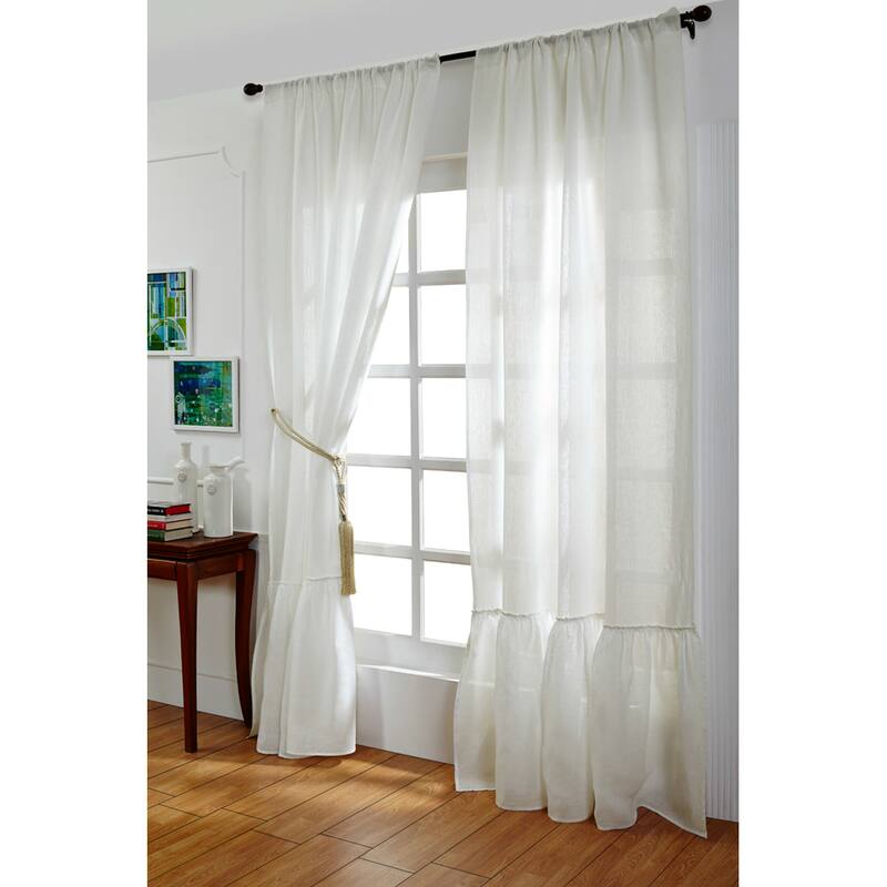 Camille Linen Ruffled Window Curtain Panel (Single)
