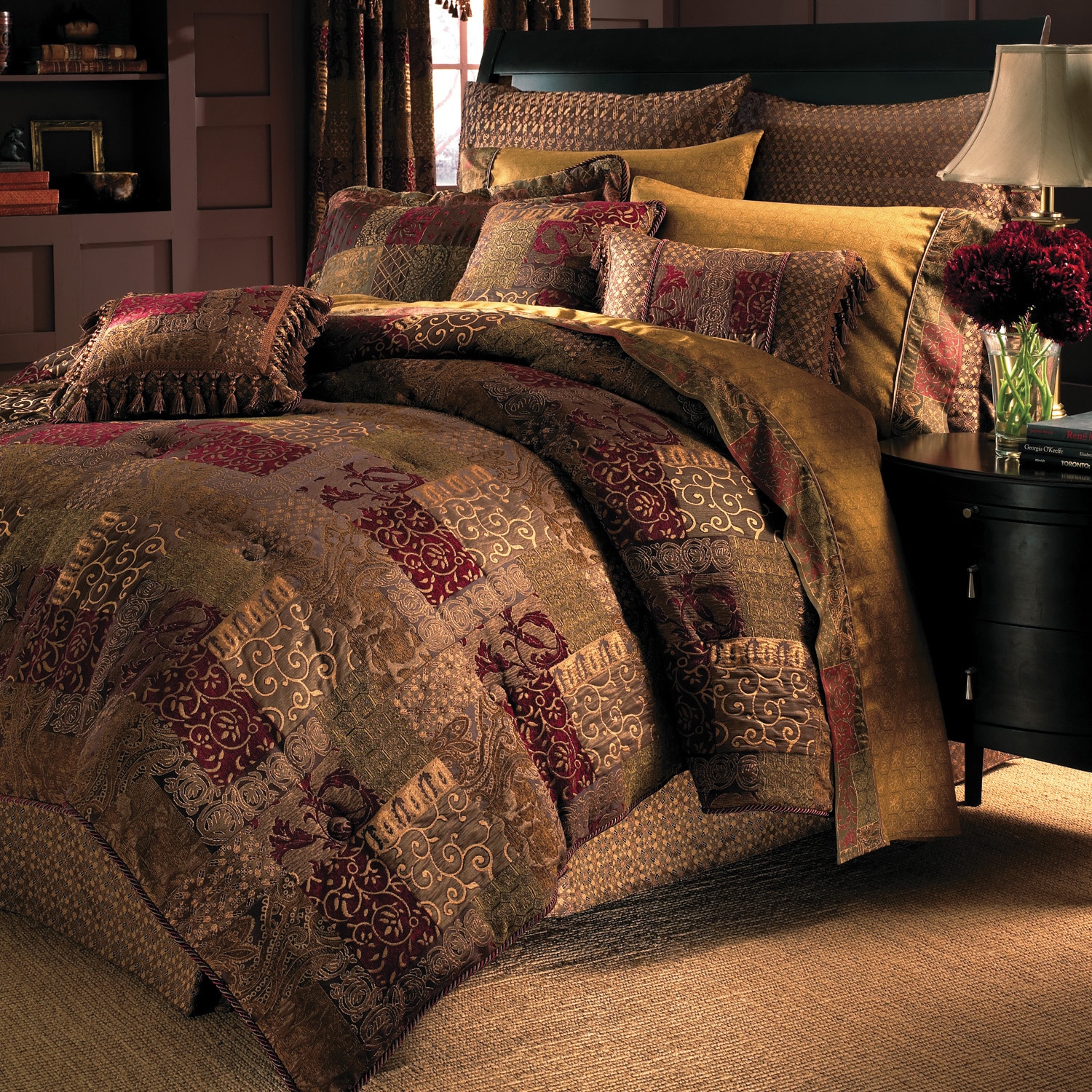 Galleria II Brown and Aqua Woven Jacquard Comforter Set Bedding by Croscill  Classics