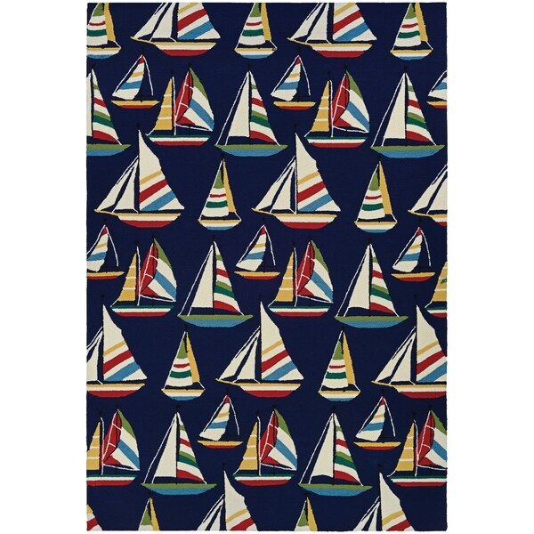 Picadilly Seafaring Navy Indoor/Outdoor Area Rug - 2' x 4'