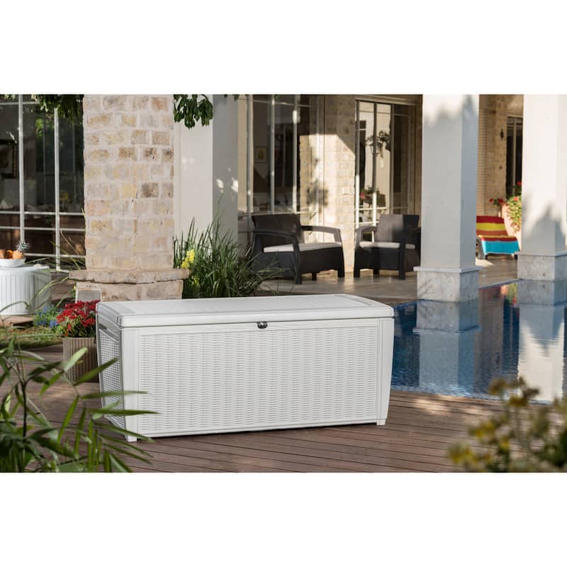 Keter Sumatra 135 Gallon Large Durable Resin Outdoor Storage Deck Box For Furniture and Supplies