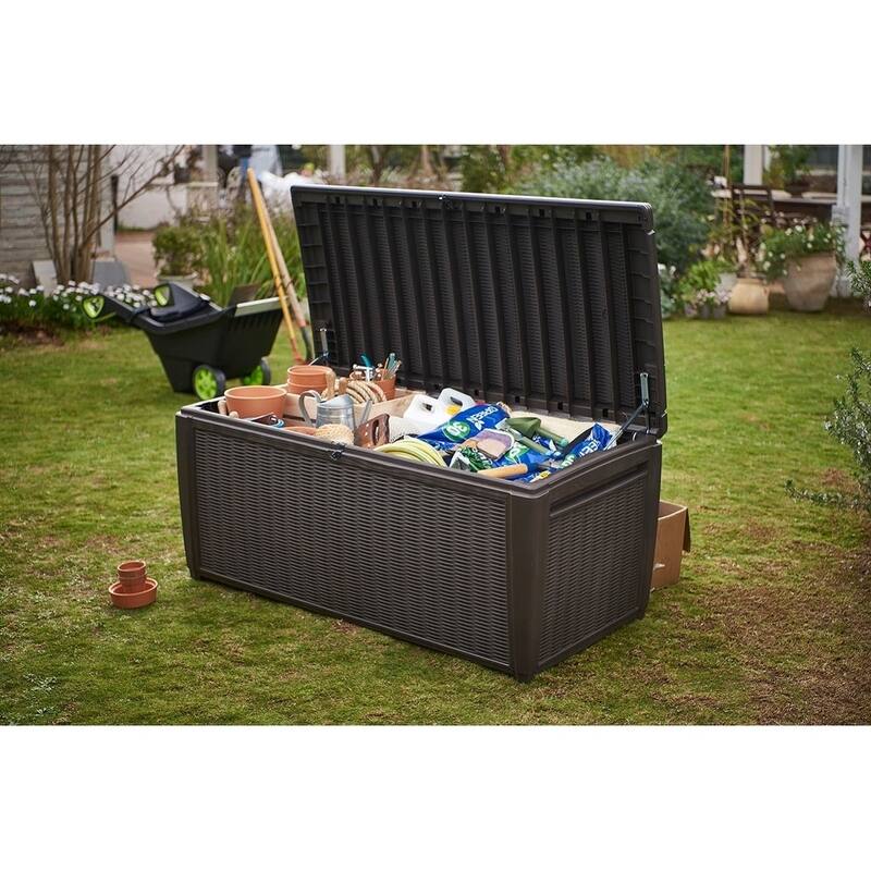 Keter Sumatra 135 Gallon Large Durable Resin Outdoor Storage Deck Box For Furniture and Supplies