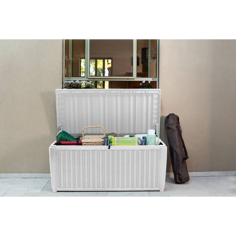 Keter Sumatra 135 Gallon Large Durable Resin Outdoor Storage Deck Box For Furniture and Supplies