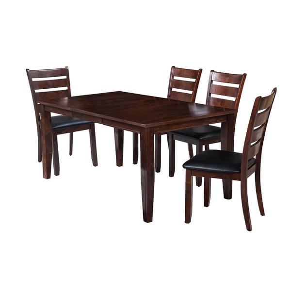 5-Piece Solid Wood Dining Set "Aden", Modern Kitchen Table Set, Espresso