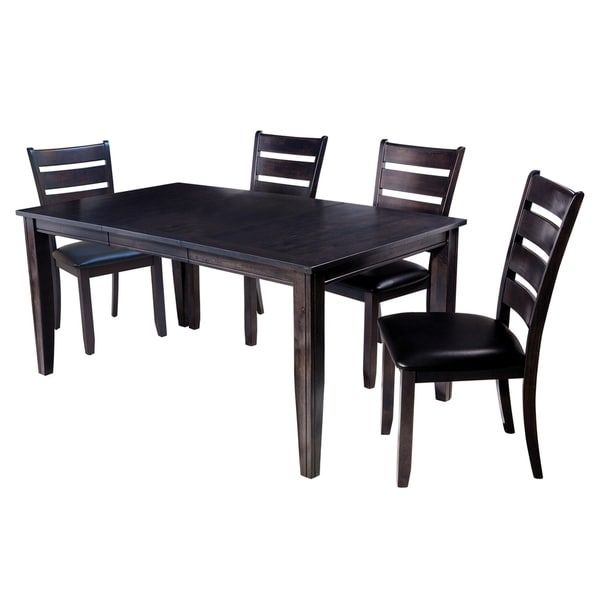5-Piece Solid Wood Dining Set "Aden", Modern Kitchen Table Set, Dark Gray