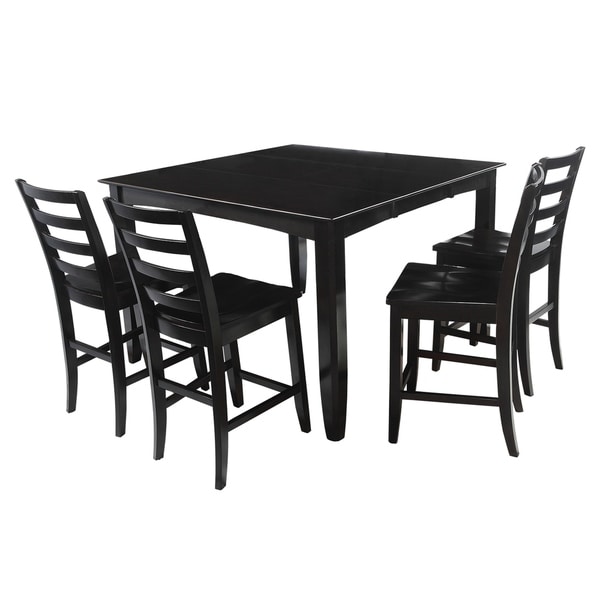 5-Piece Solid Wood Counter Height Dining Set "Ryley", Modern Kitchen Table Set, Cappuccino