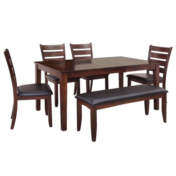 6-Piece Solid Wood Dining Set "Boswell", Modern Kitchen Table Set, Espresso