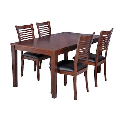 5-Piece Solid Wood Dining Set "Boswell", Modern Kitchen Table Set, Espresso