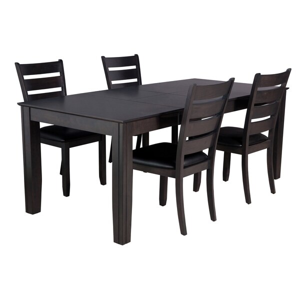5-Piece Solid Wood Dining Set "Charlotte", Modern Kitchen Table Set, Dark Gray