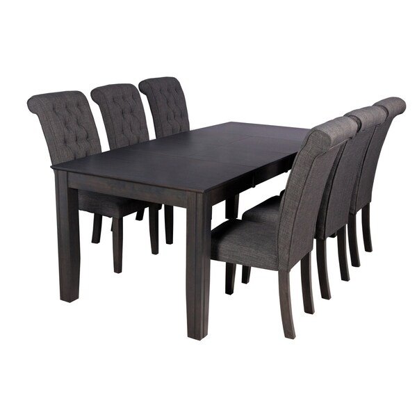 Shop 7Piece Solid Wood Dining Set "Charlotte", Modern Kitchen Table Set, Dark Gray Free