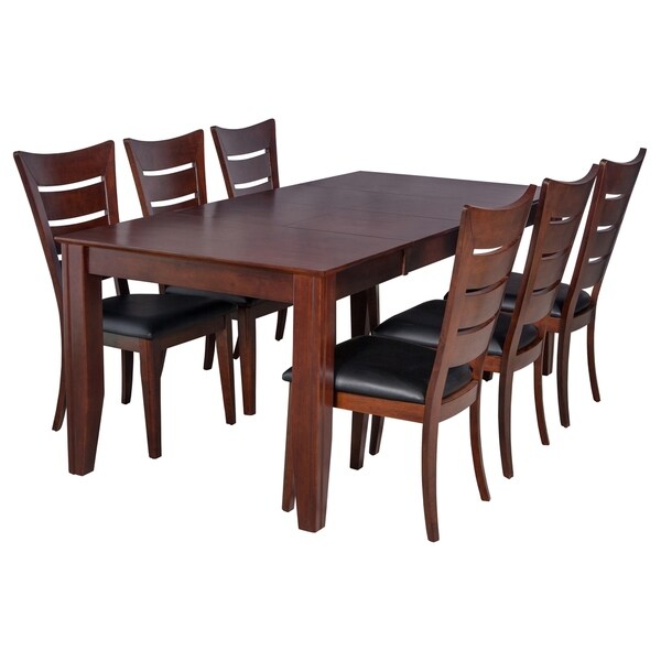 7-Piece Solid Wood Dining Set "Charlotte", Modern Kitchen Table Set, Espresso