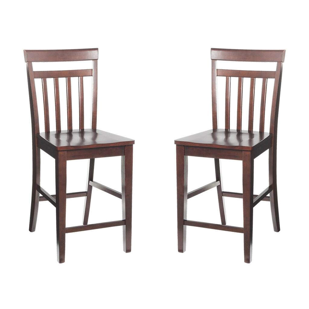 Solid Wood Counter Height Sturdy Dining Chair / Modern Kitchen Chair, Mahogany (Set of 2)