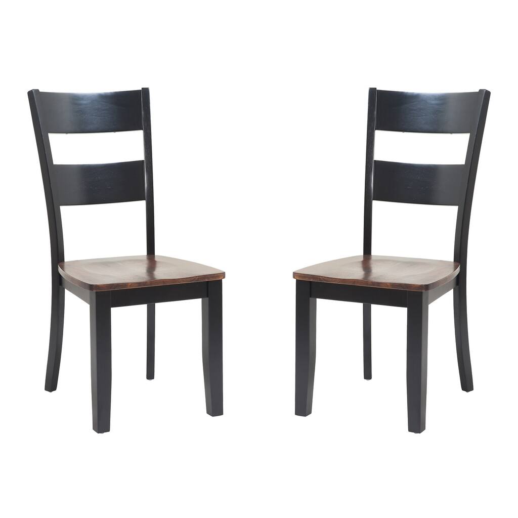 Solid Wood Sturdy Dining Chair / Modern Kitchen Chair, Distressed Light Cherry And Black (Set of 2)