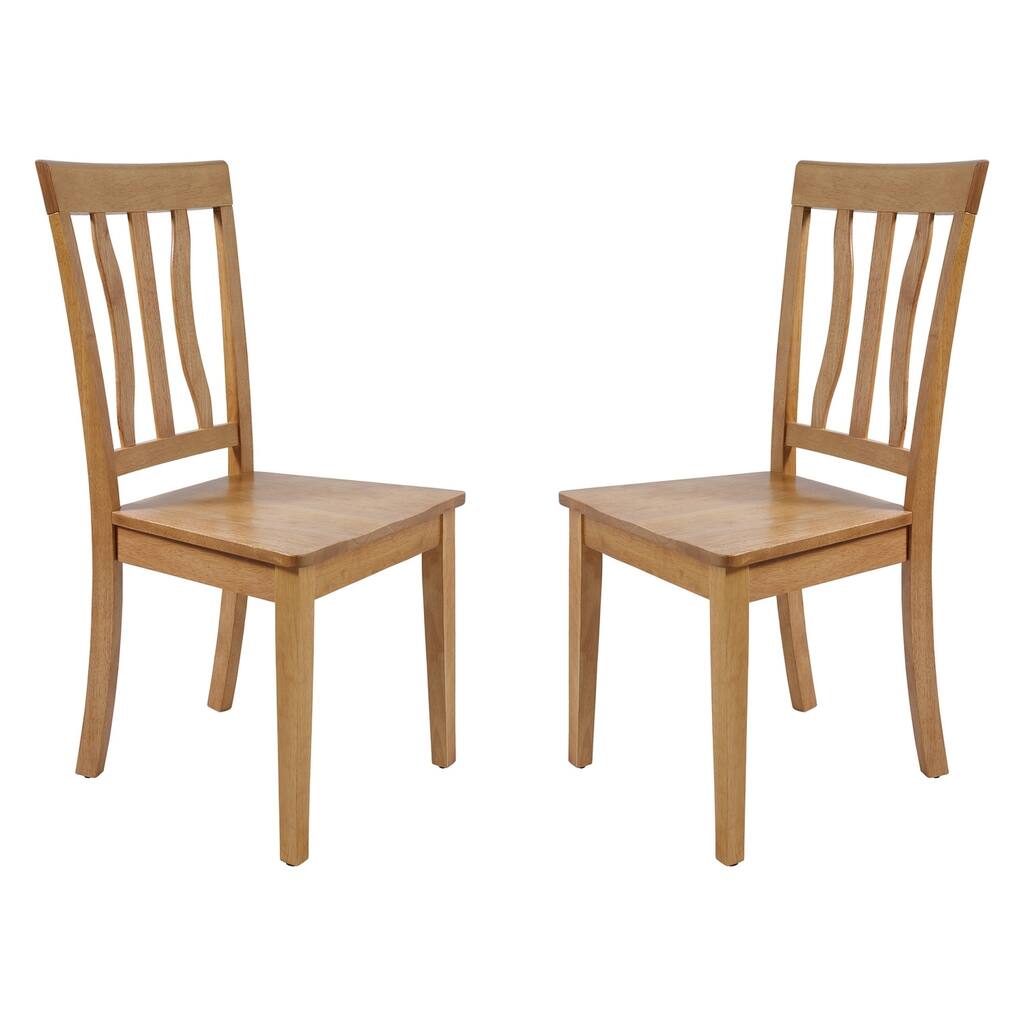Solid Wood Sturdy Dining Chair / Modern Kitchen Chair, Oak (Set of 2)