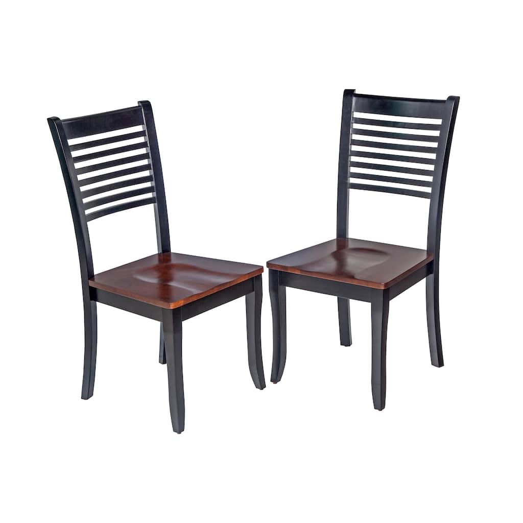 Solid Wood Sturdy Dining Chair / Modern Kitchen Chair, Distressed Light Cherry And Black (Set of 2)