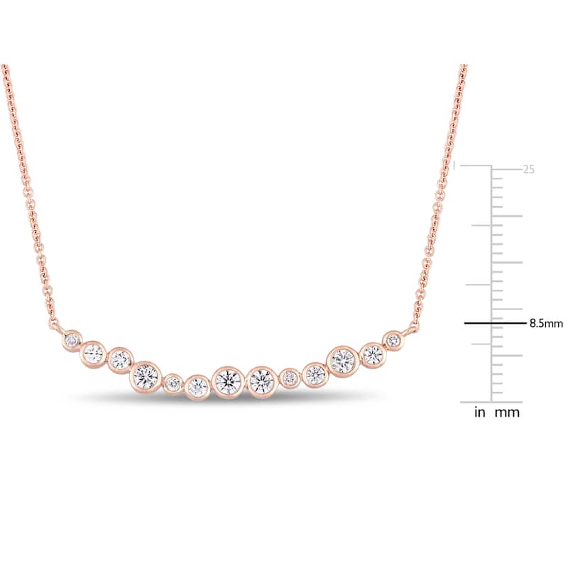 Miadora Signature Collection 14k Rose Gold 1/2ct TDW Diamond Clustered Journey Necklace - White