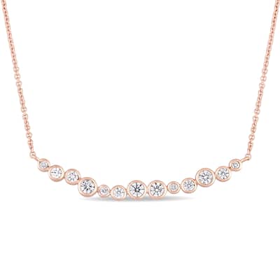 Miadora Signature Collection 14k Rose Gold 1/2ct TDW Diamond Clustered Journey Necklace - White