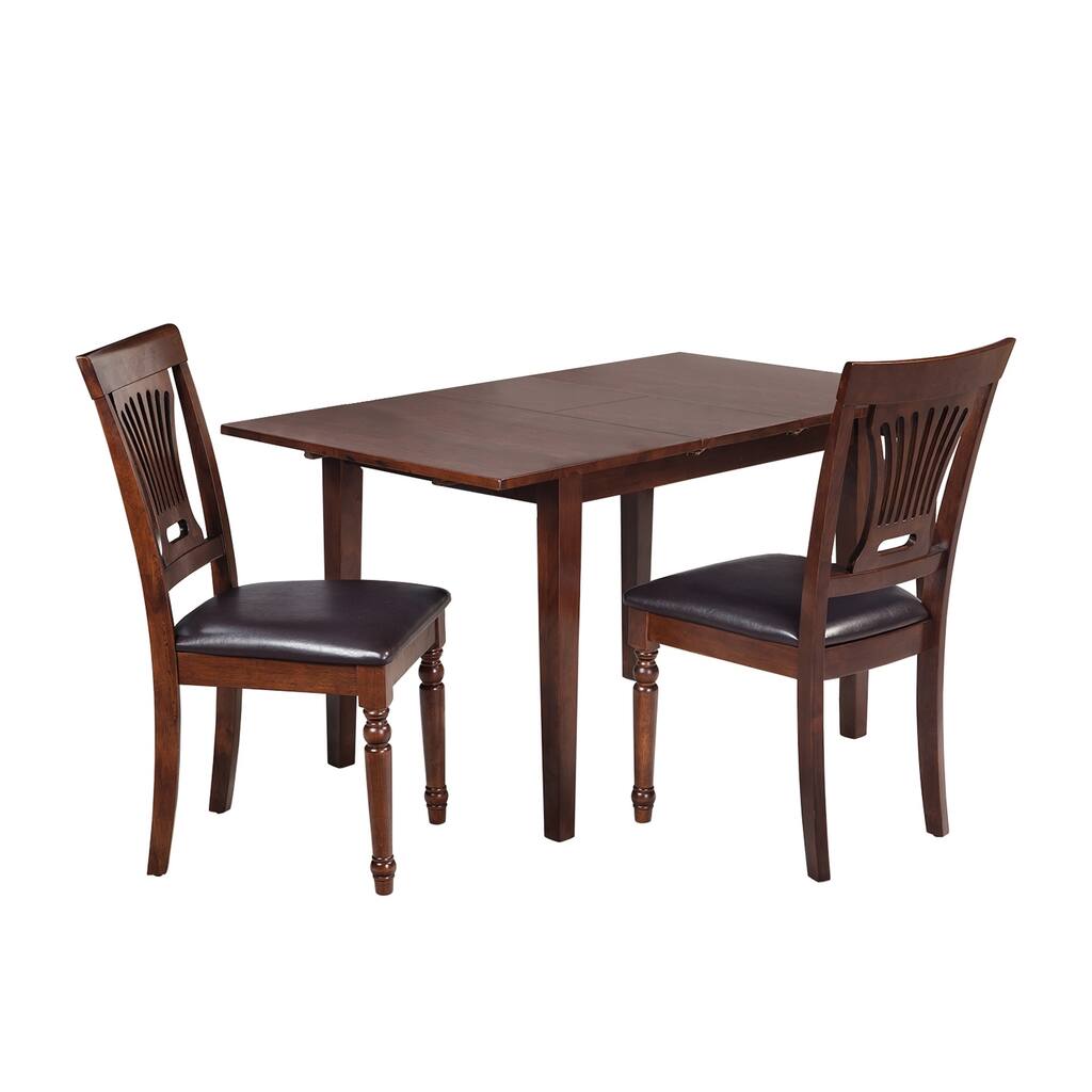3-Piece Solid Wood Dining Set "Armstrong", Modern Kitchen Table Set, Espresso