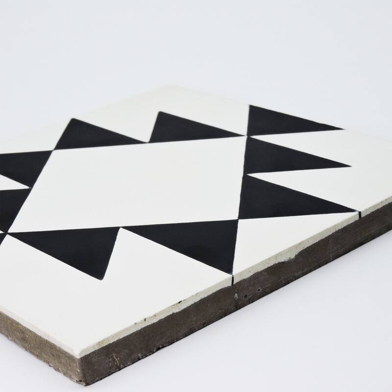Handmade Rissani Black/White Tile, Pack of 12 (Morocco)