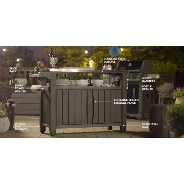 keter unity xl indoor outdoor entertainment bbq storage table