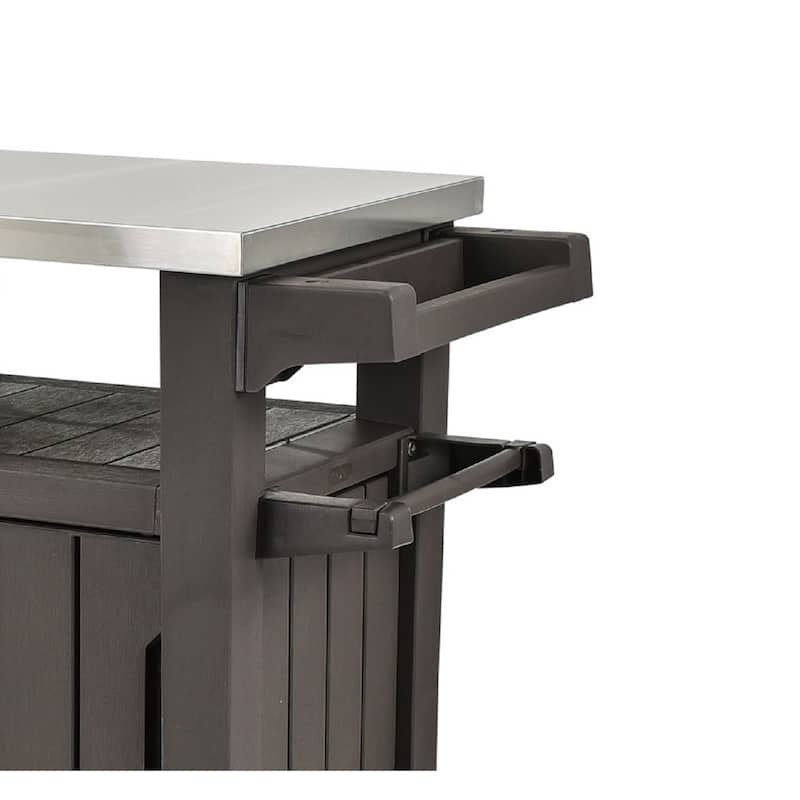 Keter Unity XL Indoor Outdoor Serving Cart Prep Station with Storage and Organization Space - Brown - 50
