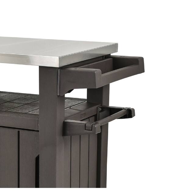 Keter Unity XL Indoor Outdoor Serving Cart Prep Station with Storage and Organization Space