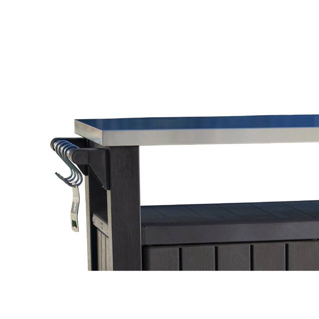 Keter Unity XL Indoor Outdoor Serving Cart Prep Station with Storage and Organization Space