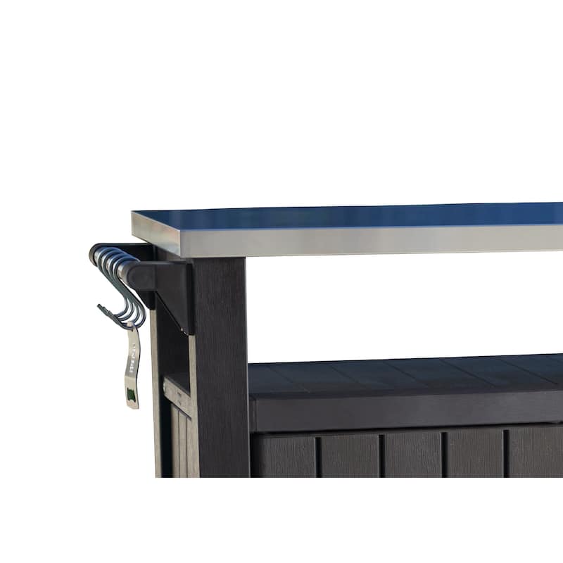 Keter Unity XL Indoor Outdoor Serving Cart Prep Station with Storage and Organization Space