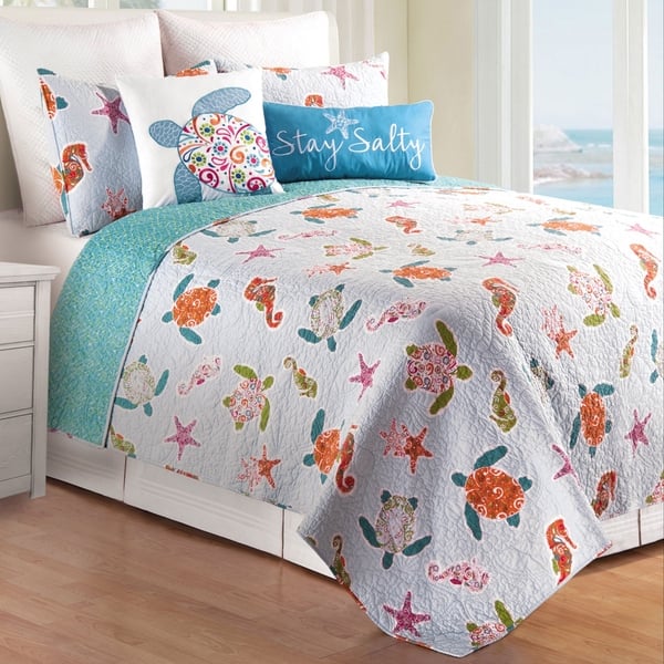 slide 1 of 5, St. Kitts Coastal Cotton 3 Piece Quilt Set - Twin 2 Piece