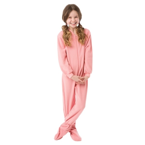 Big Feet Pjs Big Girls Kids Pink Fleece Footed Pajamas One ...