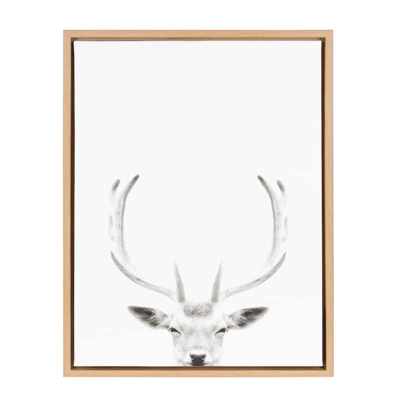 Sylvie Deer Portrait 18x24 Natural Framed Canvas Wall Art