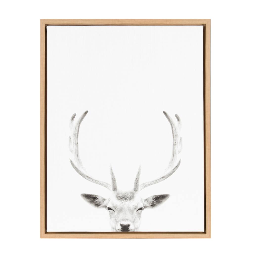 Sylvie Deer Portrait 18x24 Natural Framed Canvas Wall Art