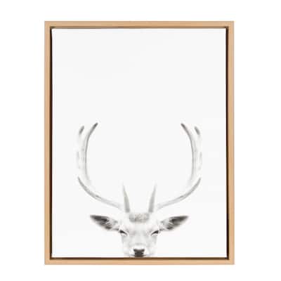 Sylvie Deer Portrait 18x24 Natural Framed Canvas Wall Art