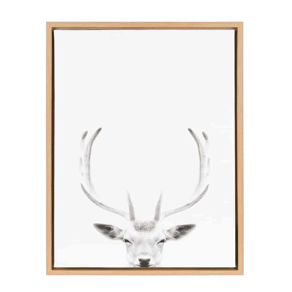 Sylvie Deer Portrait 18x24 Natural Framed Canvas Wall Art
