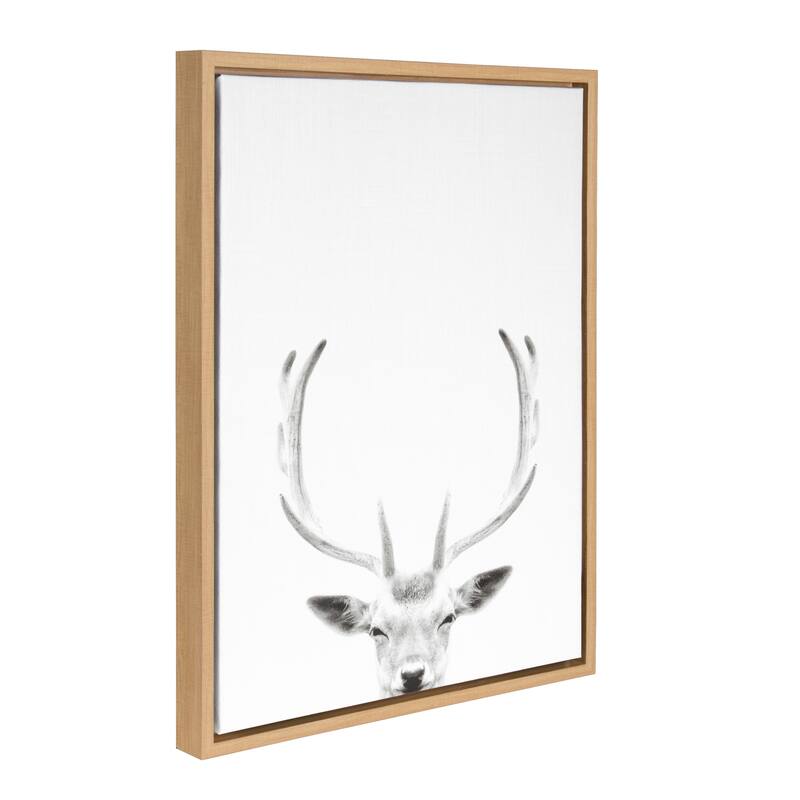 Sylvie Deer Portrait 18x24 Natural Framed Canvas Wall Art