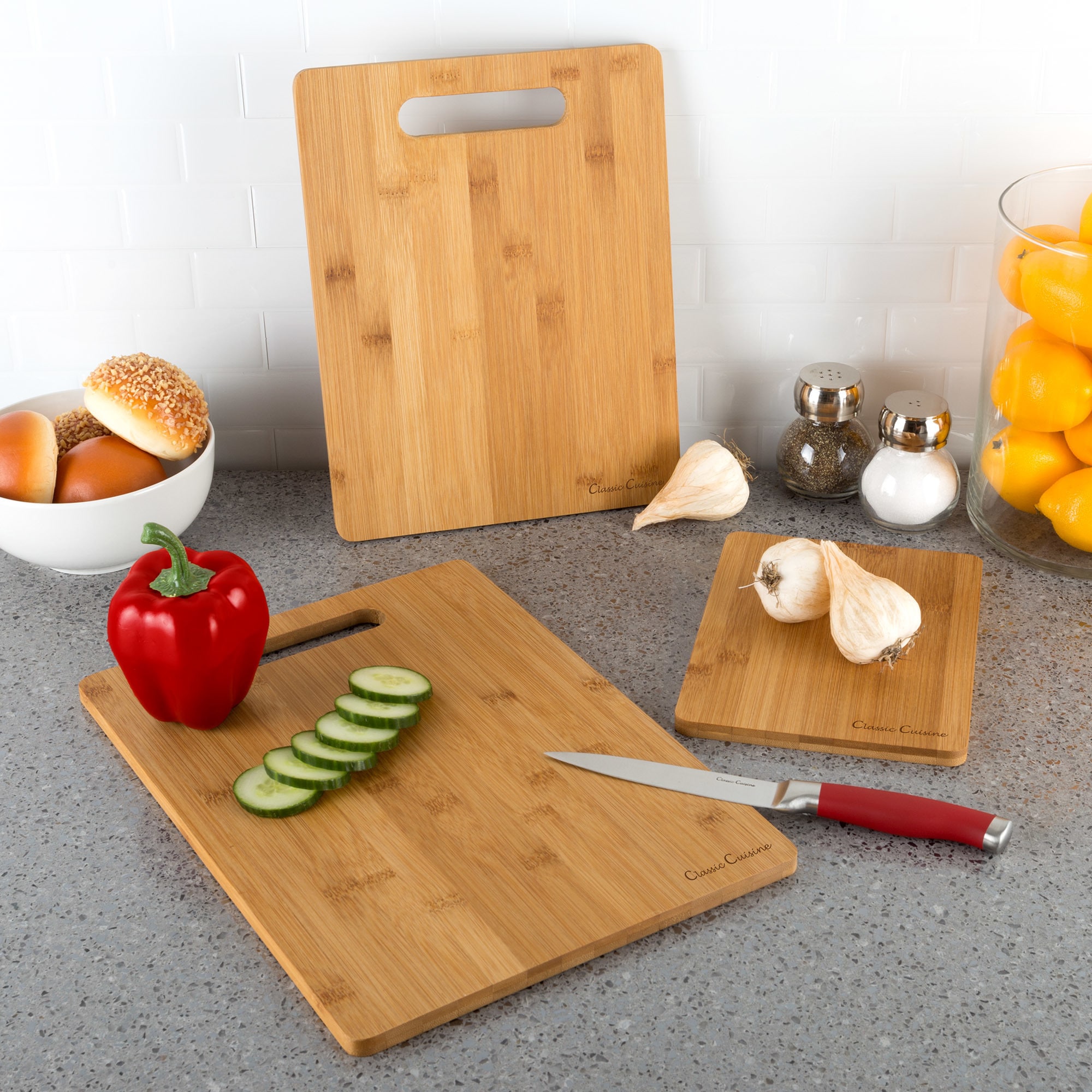 Bamboo Cutting Board, Chopping Board Set: Great for Meal Prep and Serving,  Charcuterie, Eco-Friendly Wood Cutting Boards in Assorted Sizes