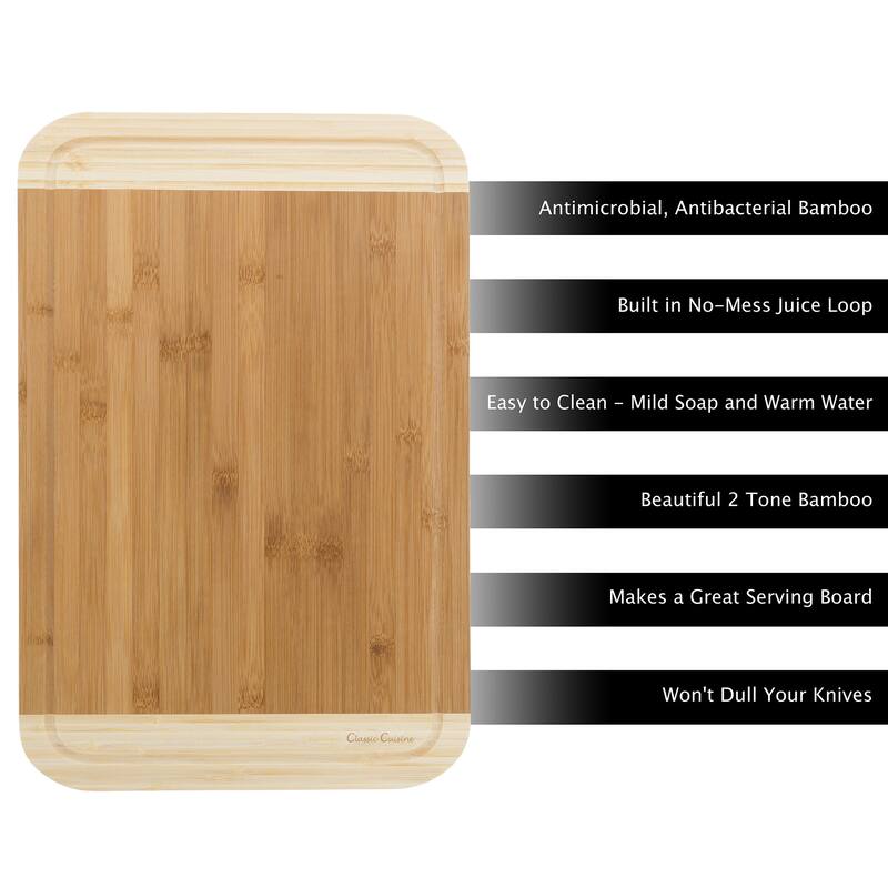 Classic Cuisine Two Tone Bamboo Cutting Board - Natural