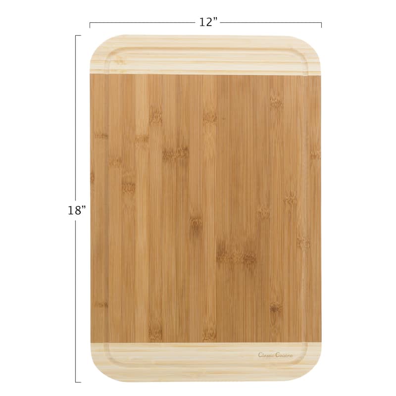 Classic Cuisine Two Tone Bamboo Cutting Board - Natural