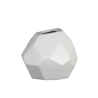 UTC53025: Ceramic Patterned Irregular Round Vase with Tapered Bottom SM Matte Finish White