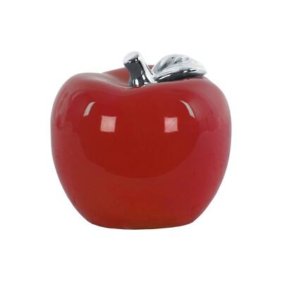 UTC45807 Ceramic Figurine Glazed Leaf Finish Red